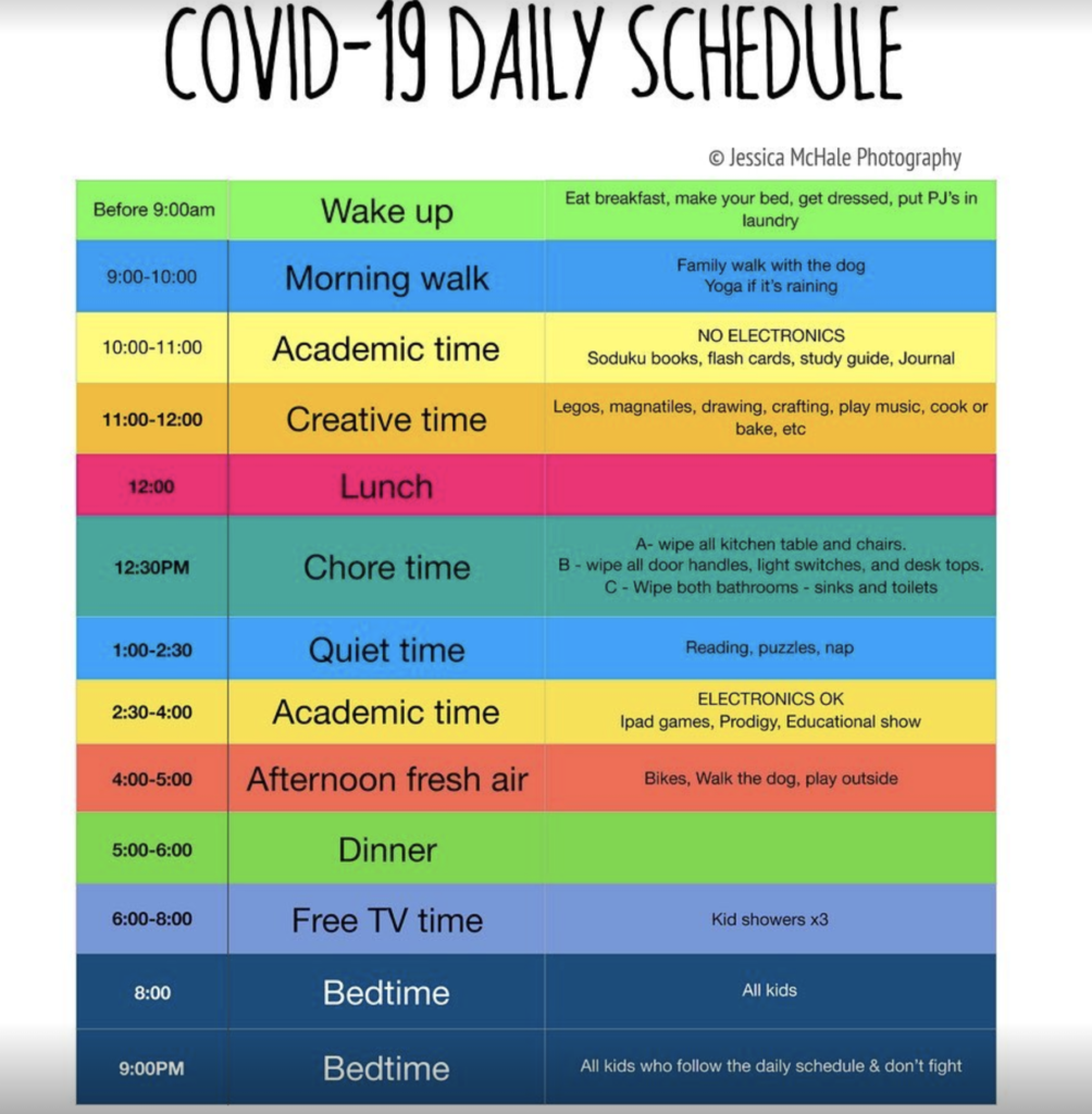 COVID schedule Jessica McHale